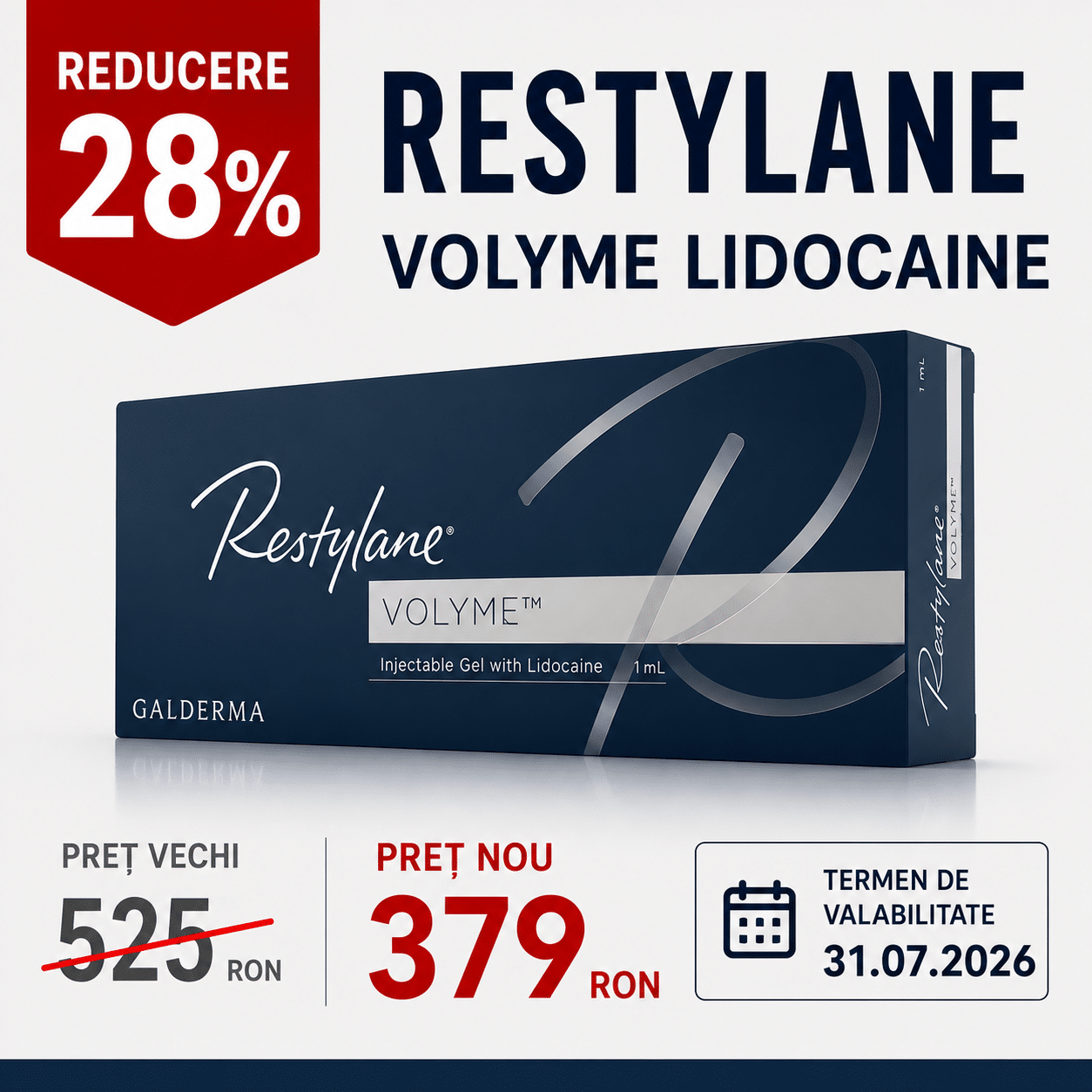 Restylane Volyme Lidocaine 1 ml filler cu acid hialuronic pentru volum facial și conturare pomeți product thumbnail image