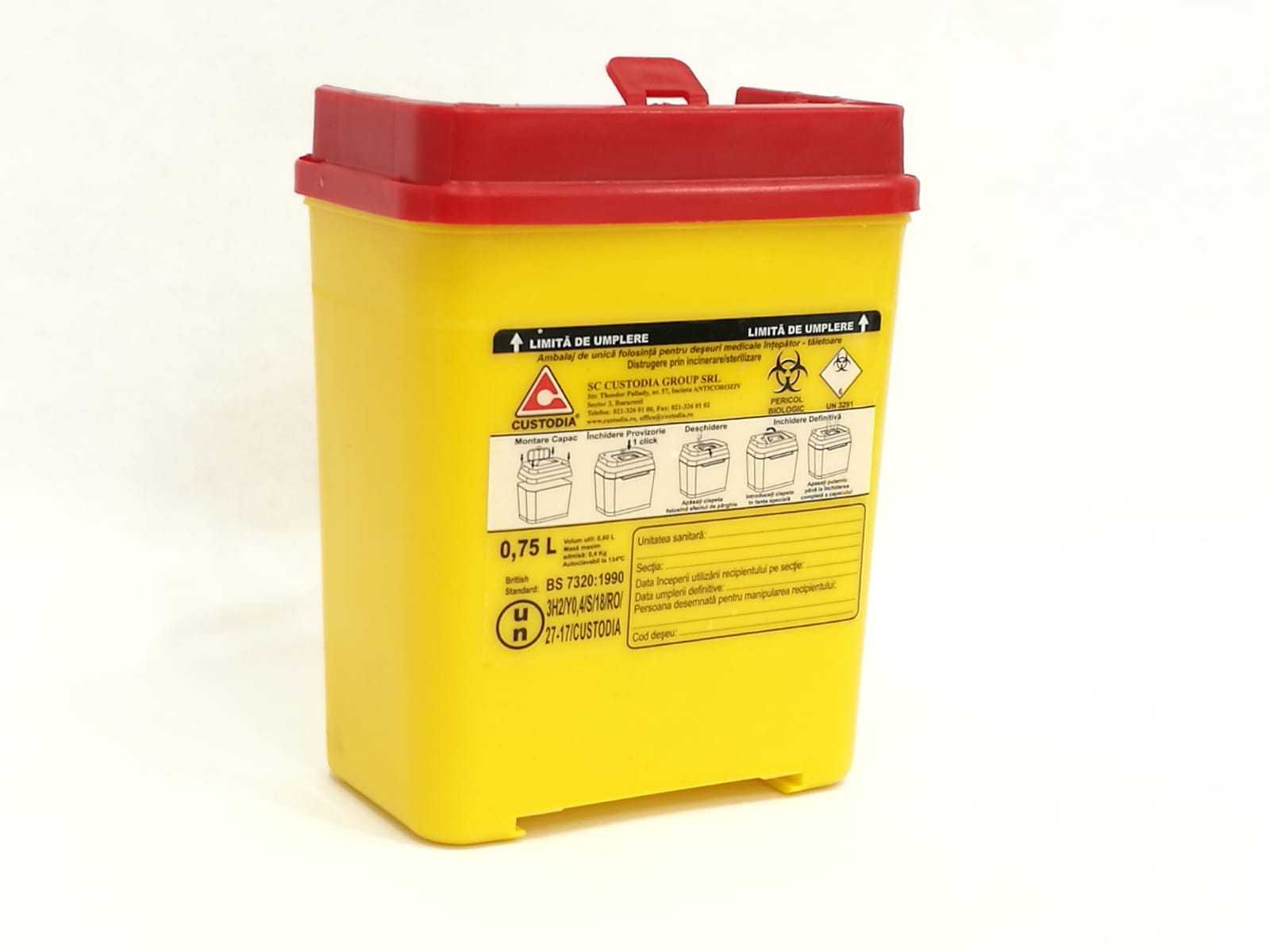 Cutie deșeuri înțepătoare - tăietoare, polipropilena, 0.75L product thumbnail image