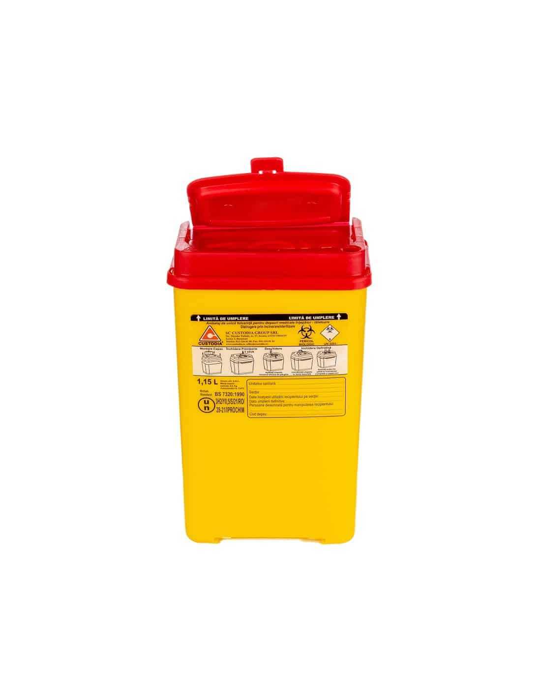 Cutie deseuri medicale înțepătoare - tăietoare, polipropilenă, 1.15L product thumbnail image