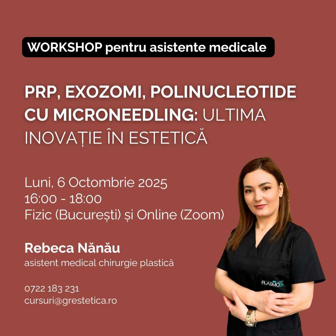 Workshop asistente medicale: PRP, Exozomi, Polinucleotide cu microneedling product thumbnail image