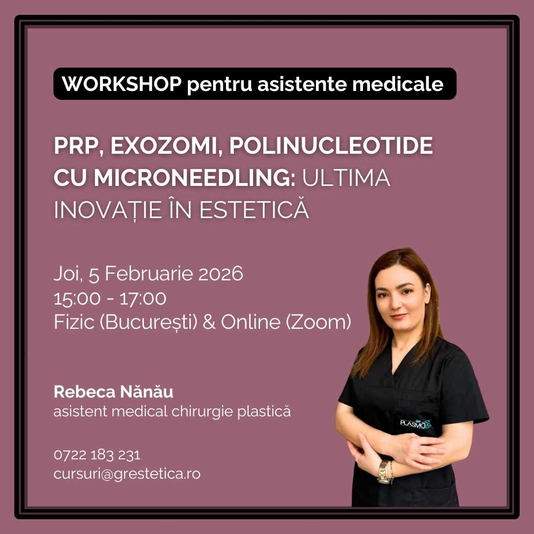 Workshop pentru asistente medicale: PRP, Exozomi. Polinucleotide cu microneedling: Ultima inovație în estetică product thumbnail image