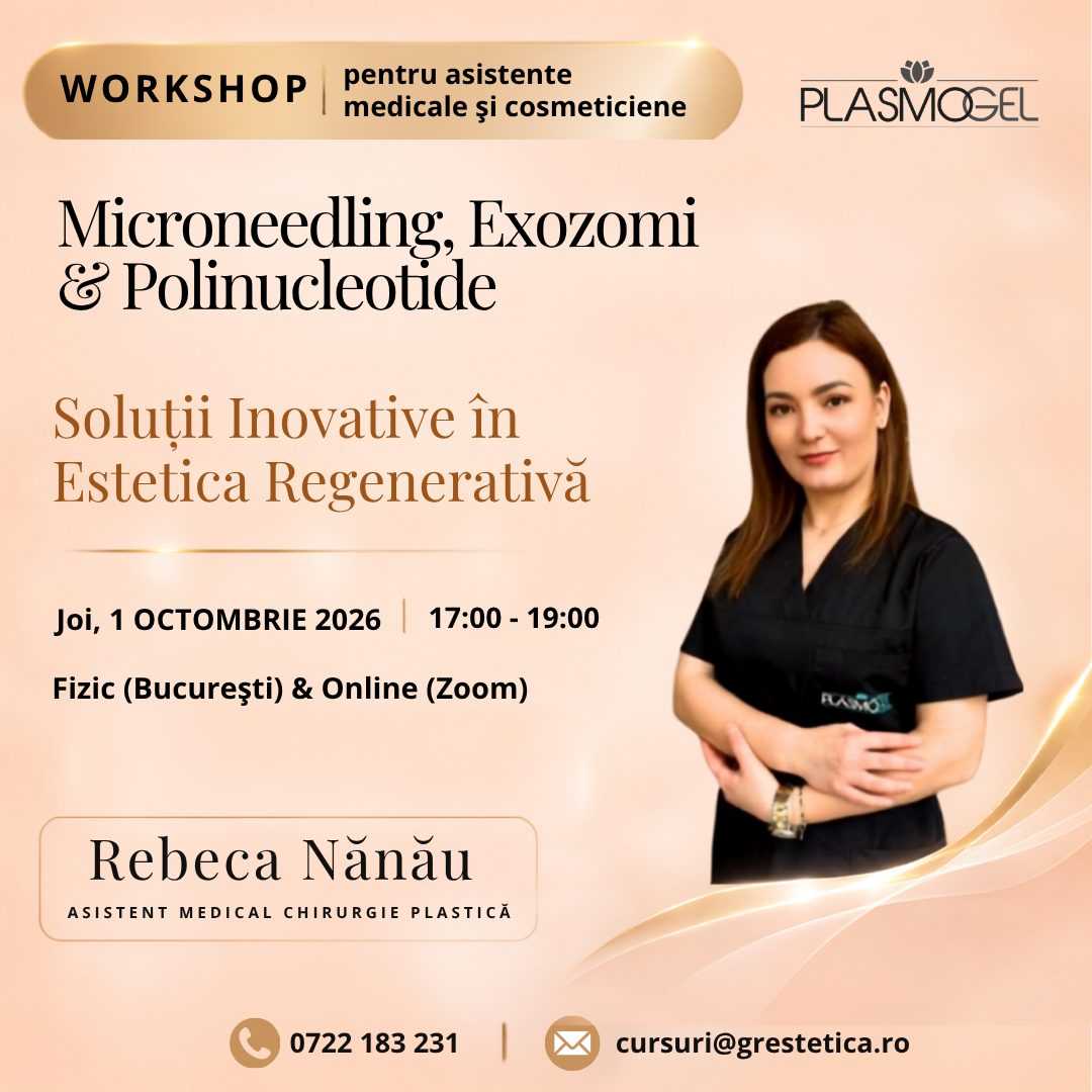 Workshop pentru asistente medicale și cosmeticiene: Microneedling, Exozomi & Polinucleotide - Soluții Inovative în Estetica Regenerativă, As. Med. Rebeca Nănău product thumbnail image