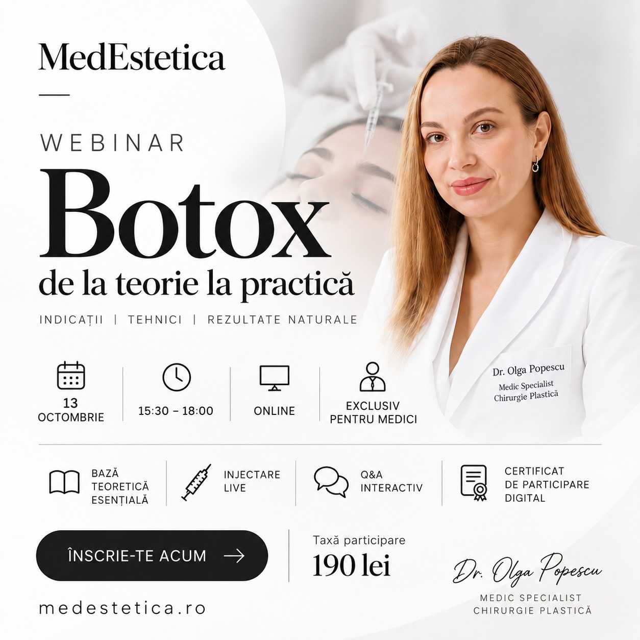 Webinar Botox pentru medici: tehnici de injectare cu toxină botulinică product thumbnail image