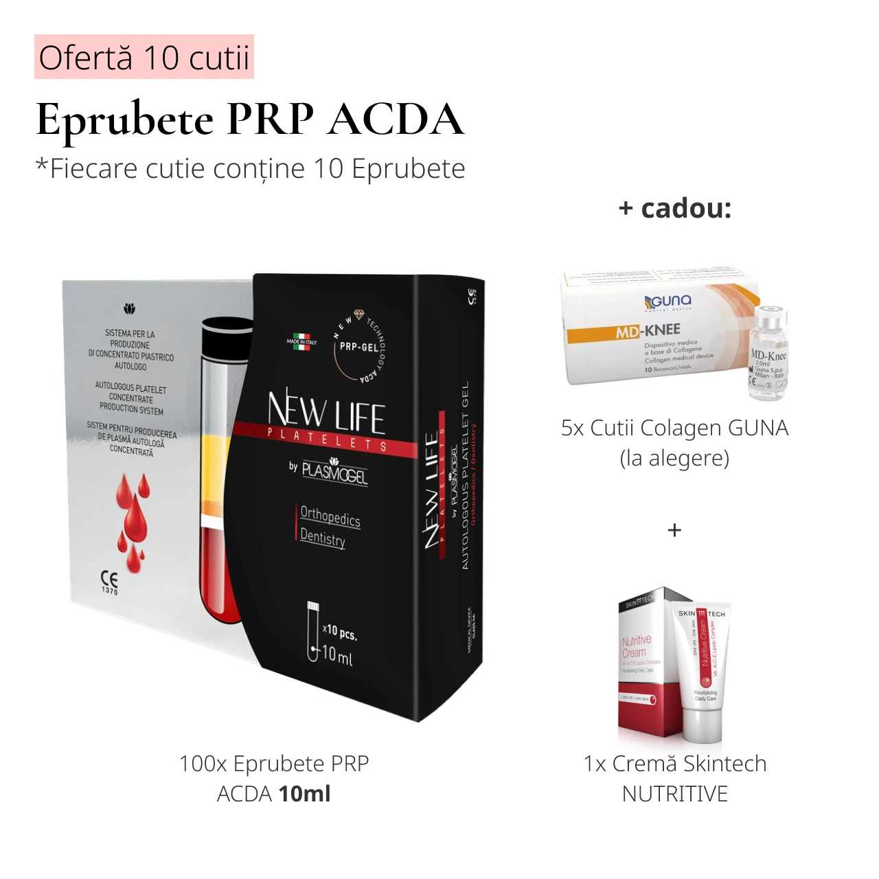 Ofertă: 10 cutii x 10 eprubete PRP Plasmogel ACDA 10 ml, 5 cutii colagen Guna product thumbnail image
