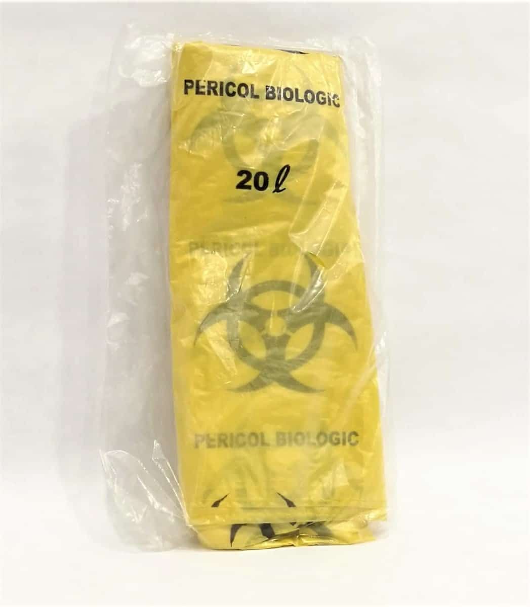 Saci galbeni inscriptionati „Pericol Biologic” 20L product image 2