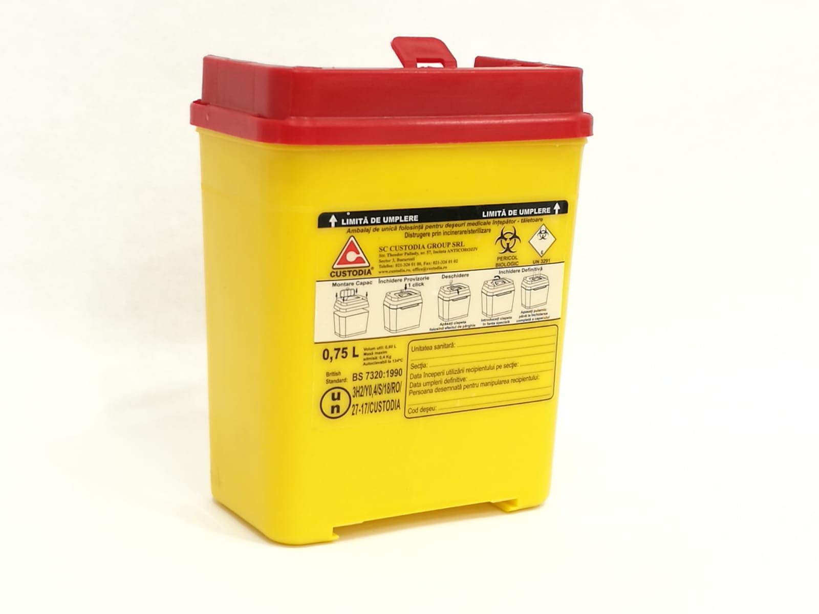 Cutie deșeuri înțepătoare - tăietoare, polipropilena, 0.75L product image