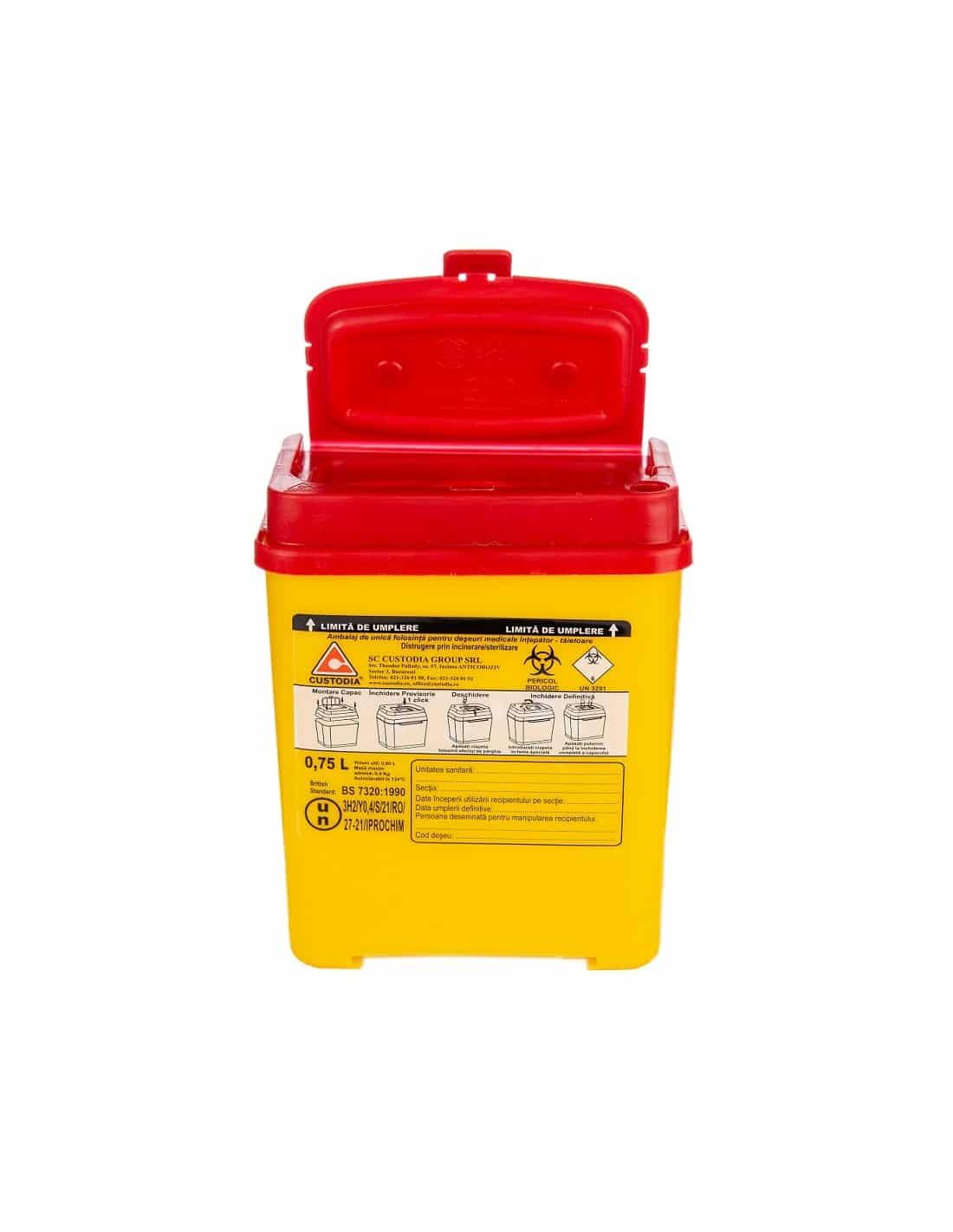Cutie deșeuri înțepătoare - tăietoare, polipropilena, 0.75L product image 2