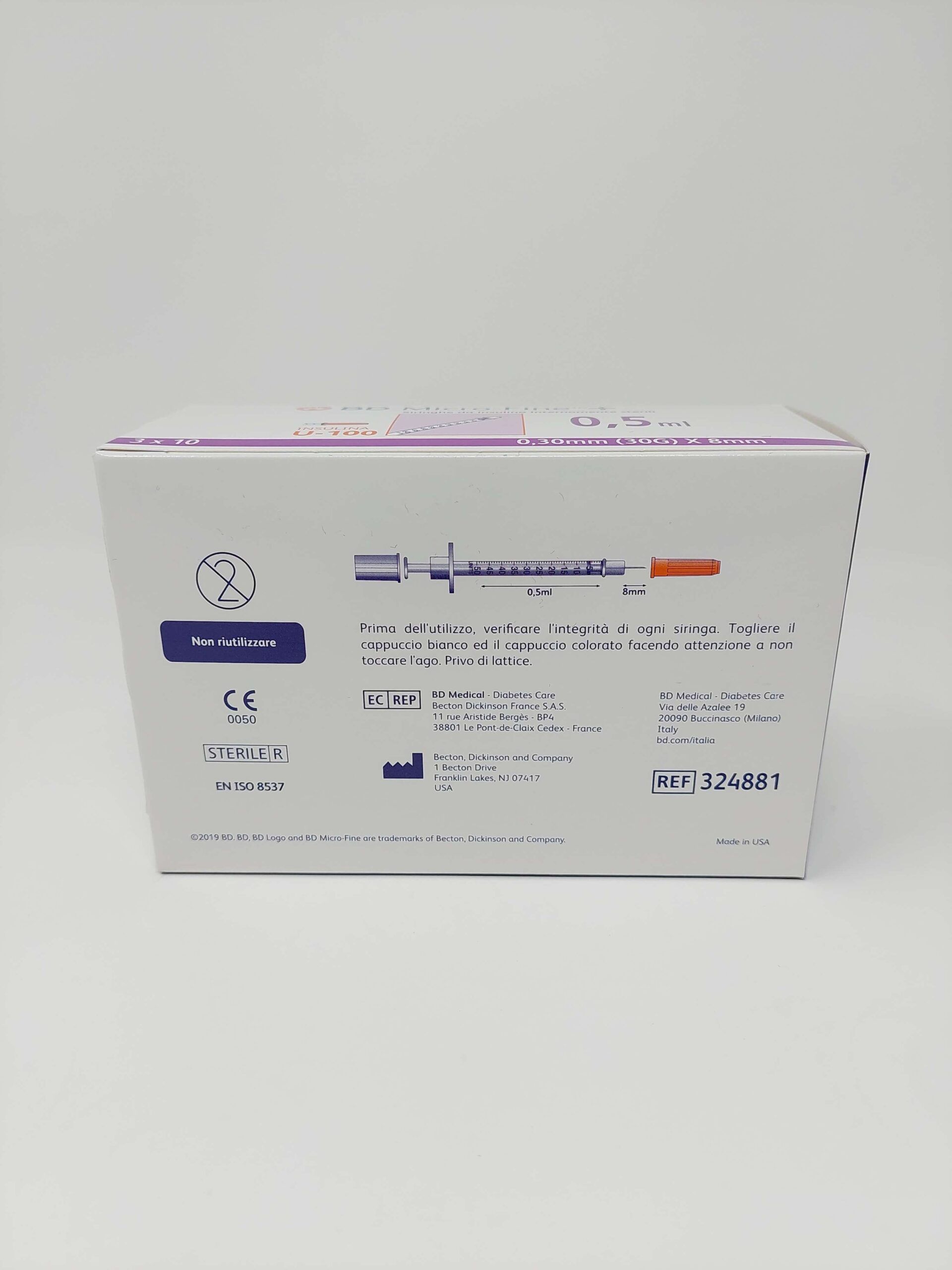 Seringi Insulină cu ac 0.5 ml, 30Gx8mm, 30buc, BD Micro-Fine product image 3