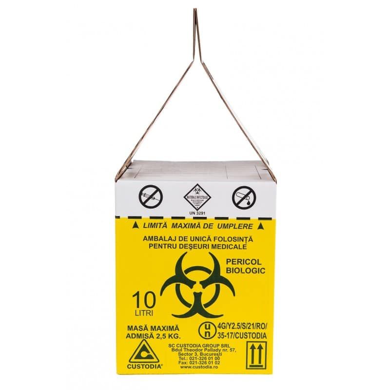 Cutie pentru colectare deșeuri infecțioase din carton cu sac polietilena, 10L product image 2