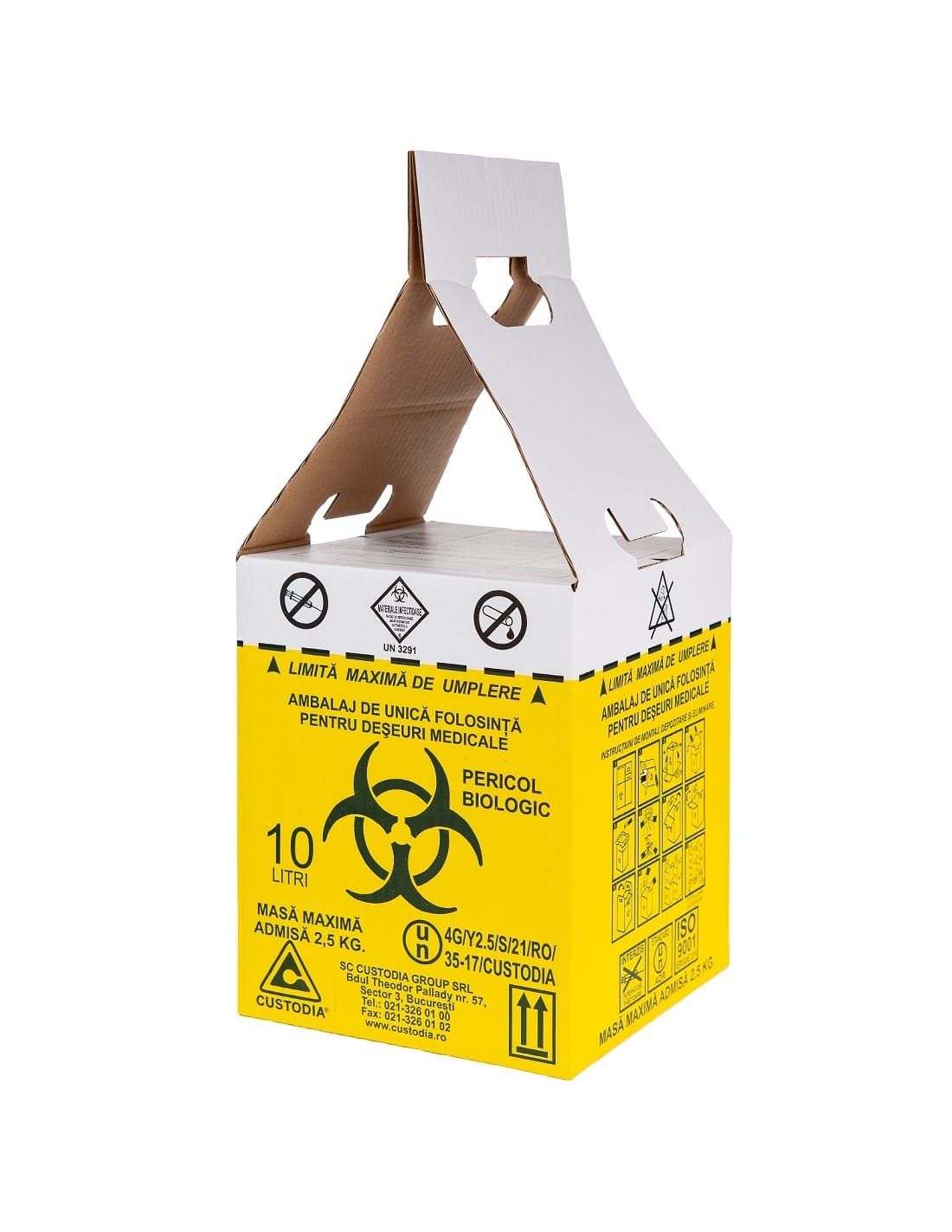 Cutie pentru colectare deșeuri infecțioase din carton cu sac polietilena, 10L product image