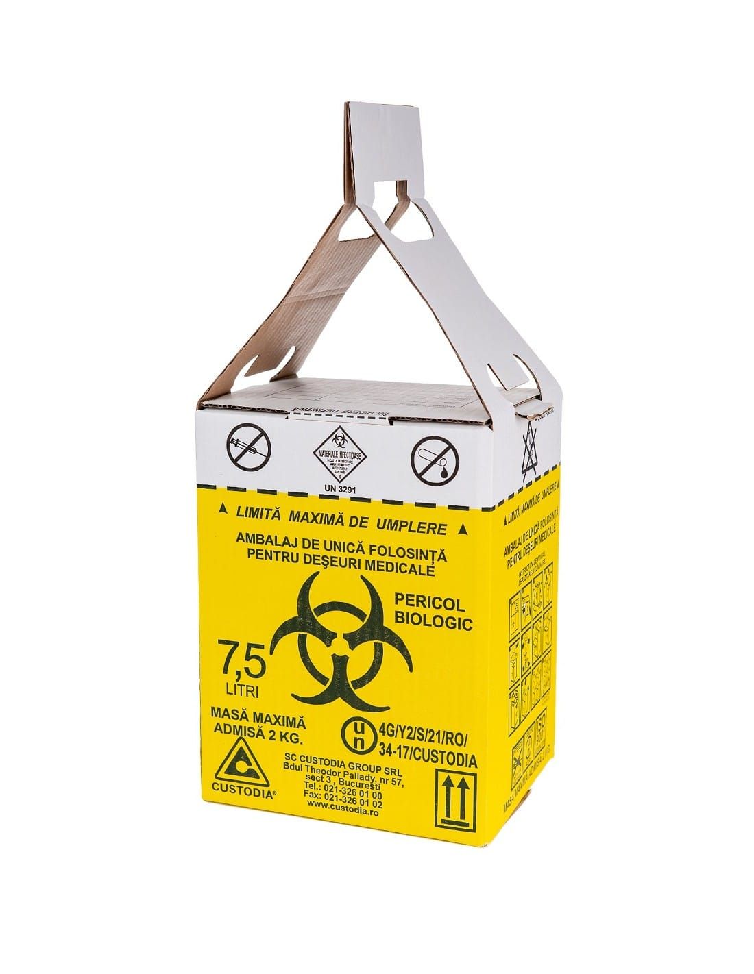 Cutie galbena colectare deseuri medicale, infectioase din carton, 7.5L product image