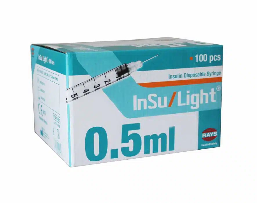 Seringi Insulină cu ac, 0.5 ml, 30Gx8mm, 100 buc, InsuLight, Rays product image 2