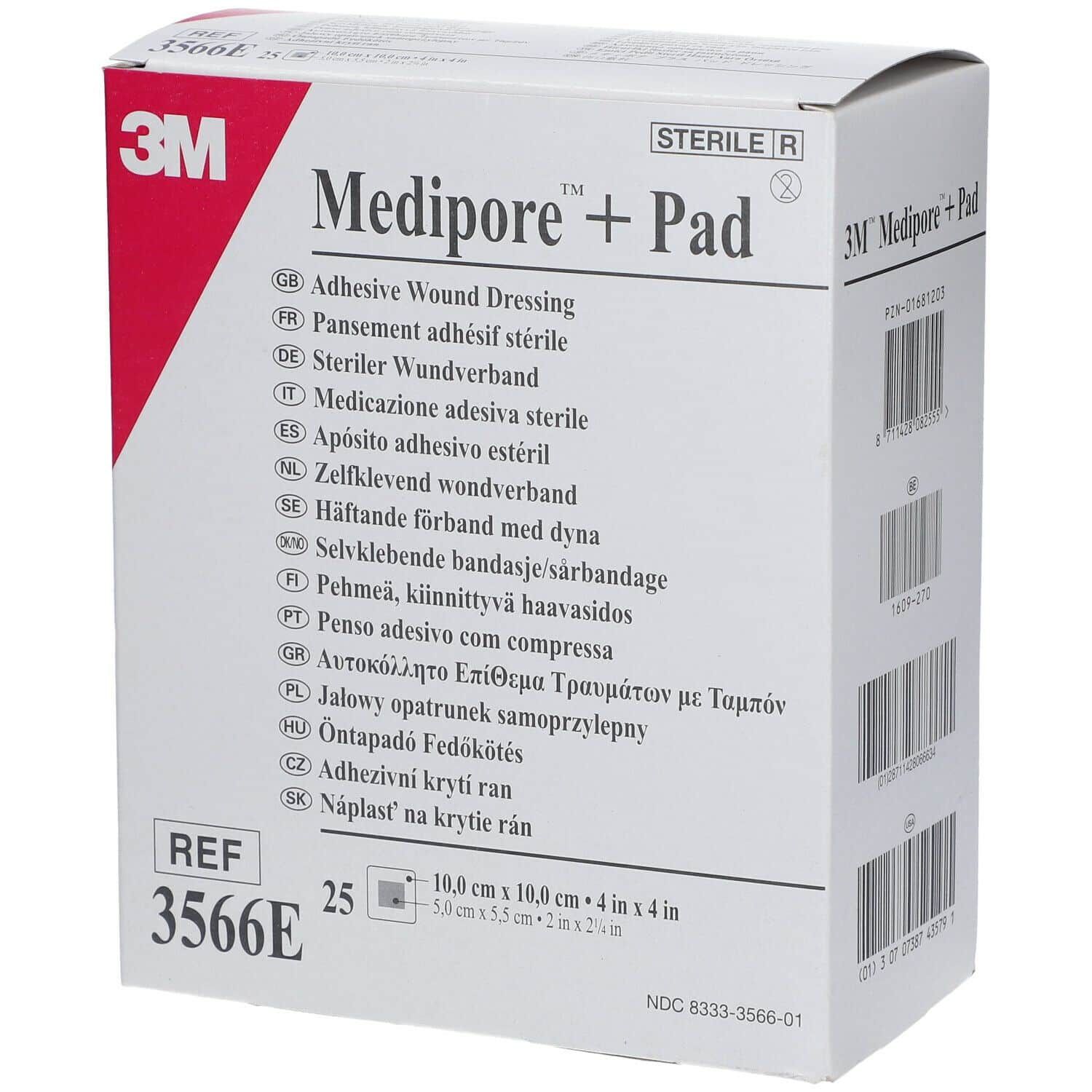 Pansament steril pe suport textil cu pad absorbant neaderent, 10x10cm, 25 buc, Medipore, 3M product image