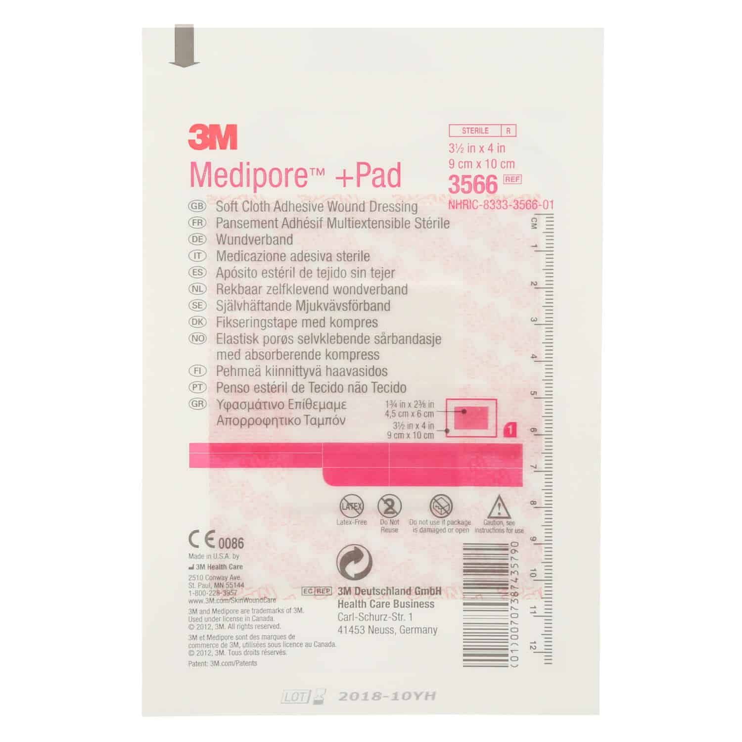 Pansament steril pe suport textil cu pad absorbant neaderent, 10x10cm, 25 buc, Medipore, 3M product image 2