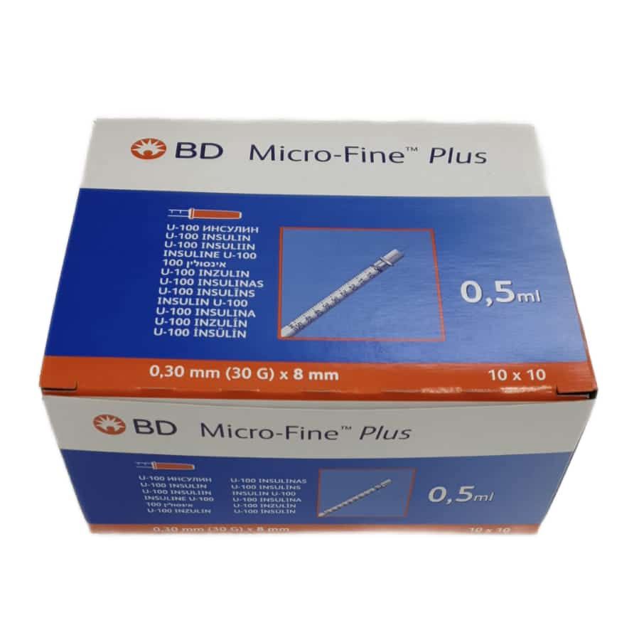 Seringi Insulină cu ac 0.5 ml, 30Gx8mm, 100buc, BD Micro-Fine product image