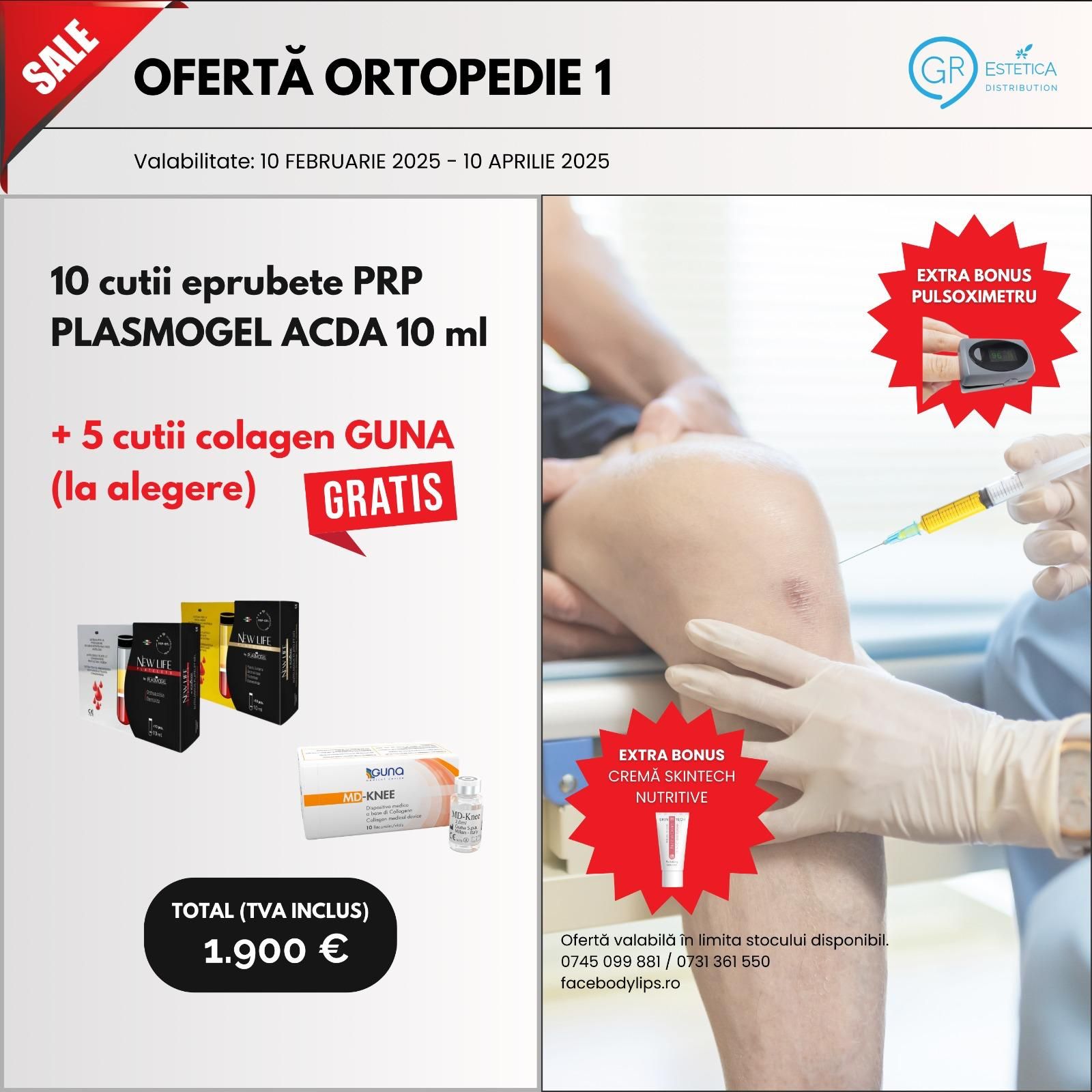 Ofertă: 10 cutii x 10 eprubete PRP Plasmogel ACDA 10 ml, 5 cutii colagen Guna product image