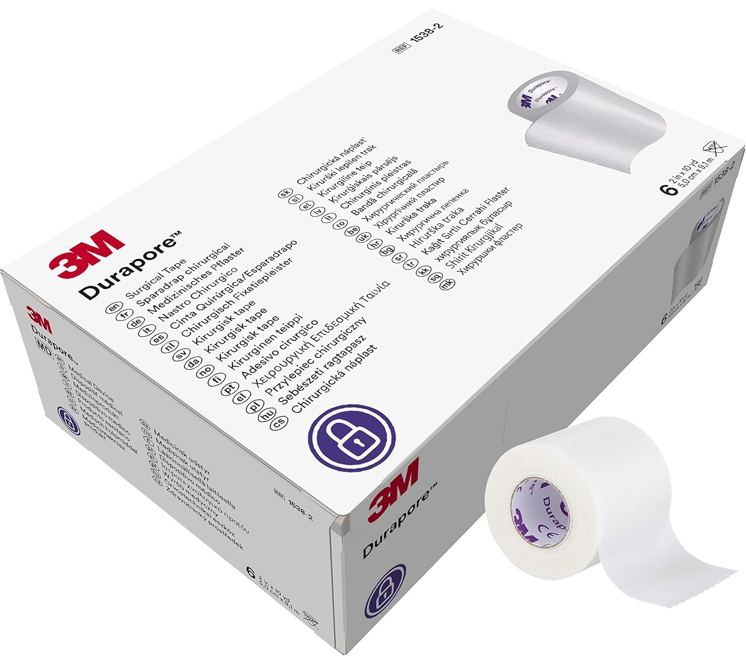 Leucoplast chirurgical 3M Durapore 1538-2, 5.0 cm x 9.1m – adeziv medical rezistent, alb product image