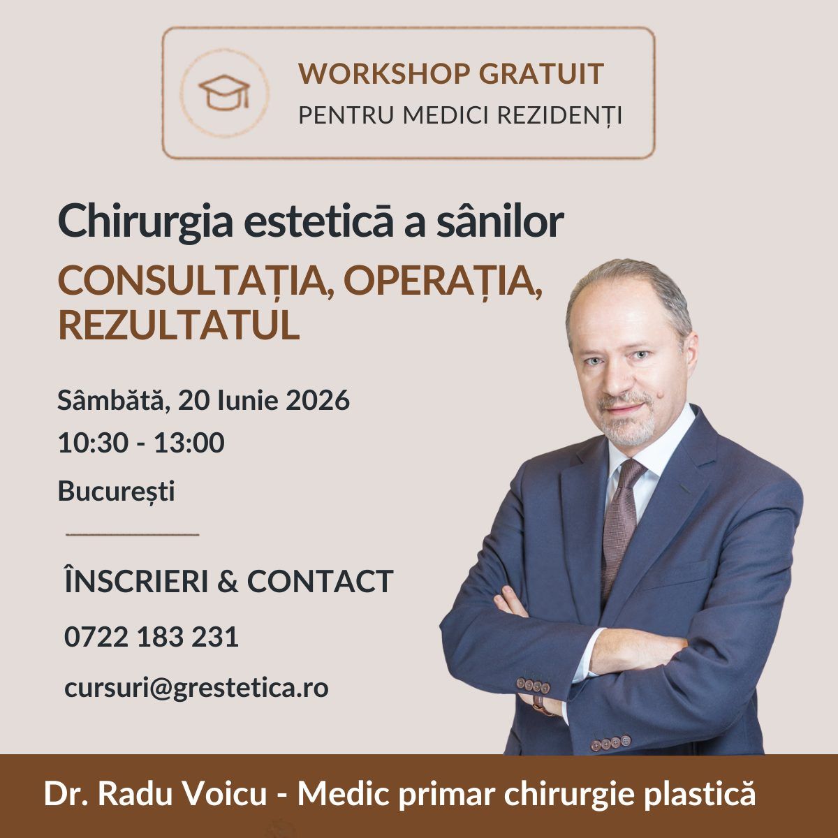 Workshop GRATUIT: Chirurgia esteticā a sânilor - CONSULTAȚIA, OPERAȚIA, REZULTATUL product image