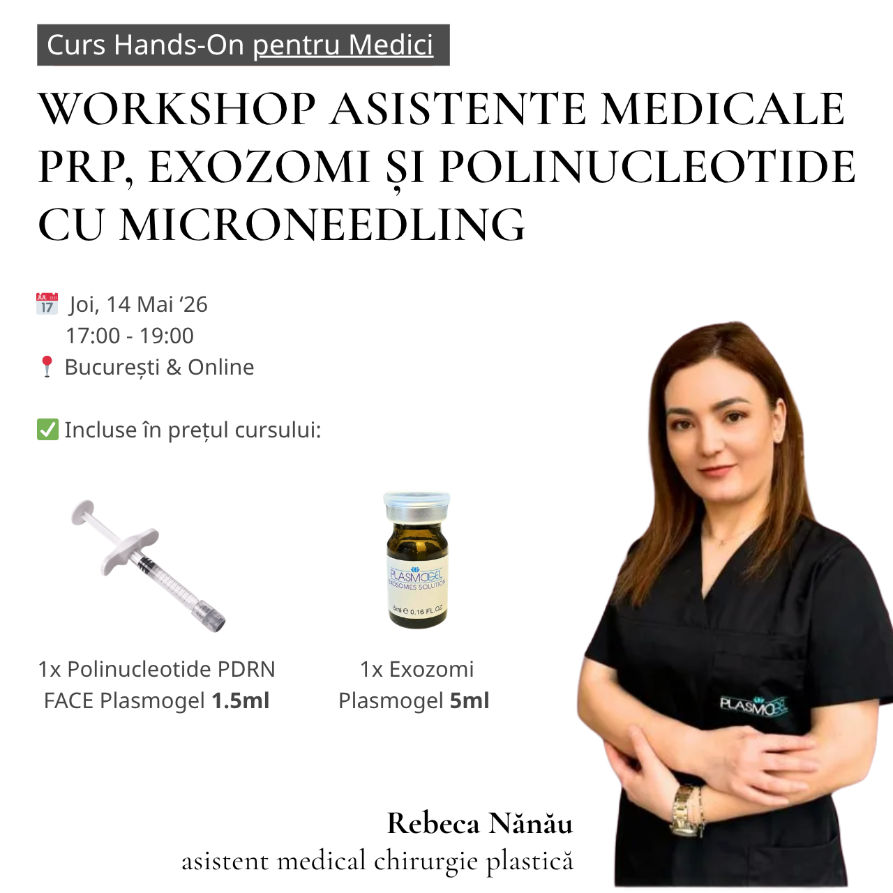 Workshop Asistente Medicale PRP, Exozomi și Polinucleotide cu Microneedling - Tehnici moderne de regenerare în estetica medicală product image