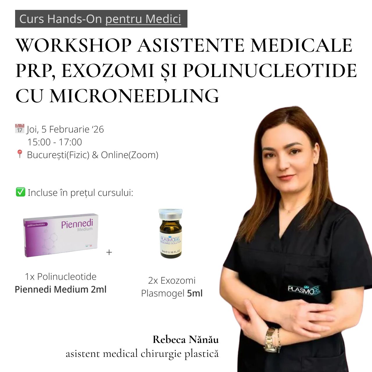 Workshop Asistente Medicale PRP, Exozomi și Polinucleotide cu Microneedling - Tehnici moderne de regenerare în estetica medicală product image