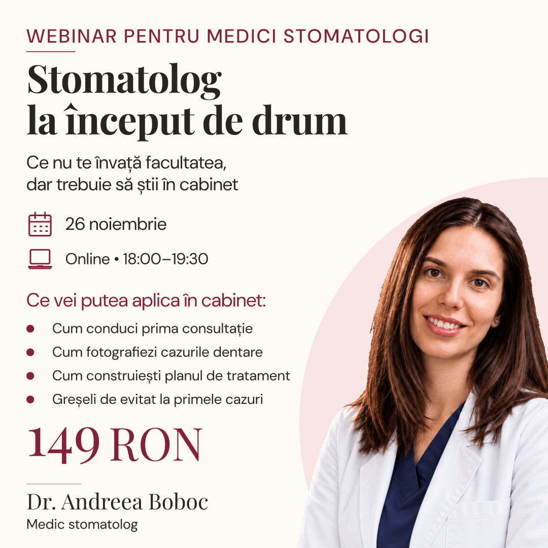 Webinar: Stomatolog la început de drum: ce nu te învață facultatea imagine 1